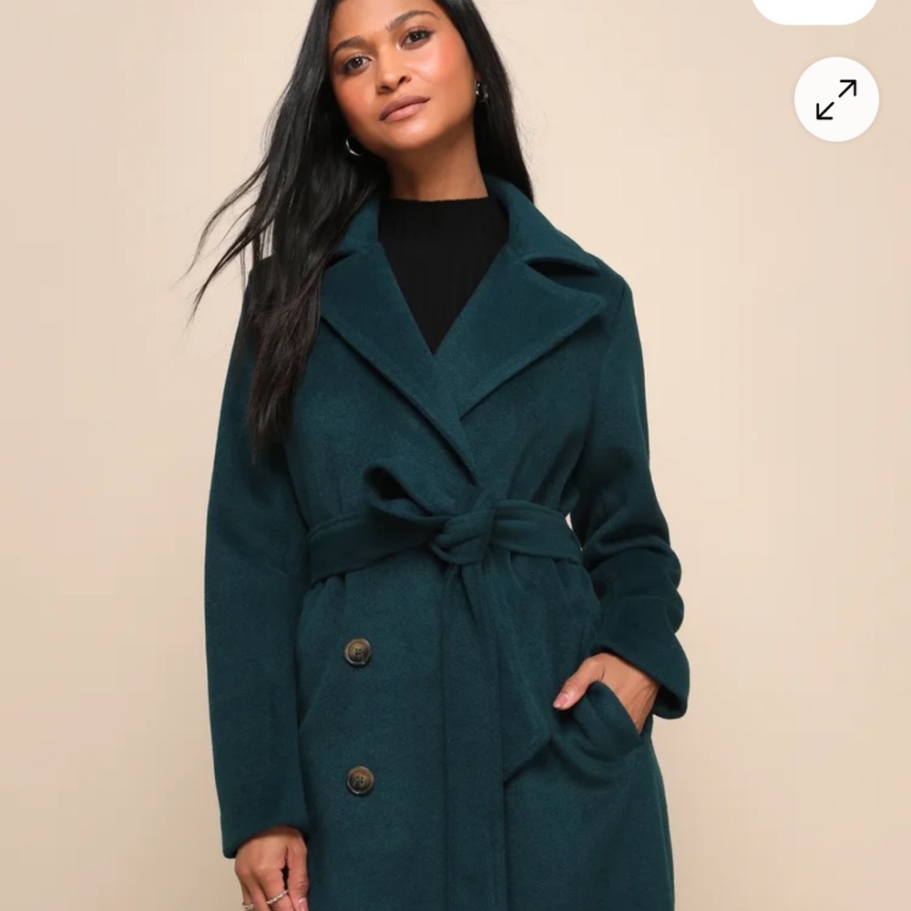 NWT Lulus Deep Teal Double-Breasted Coat
